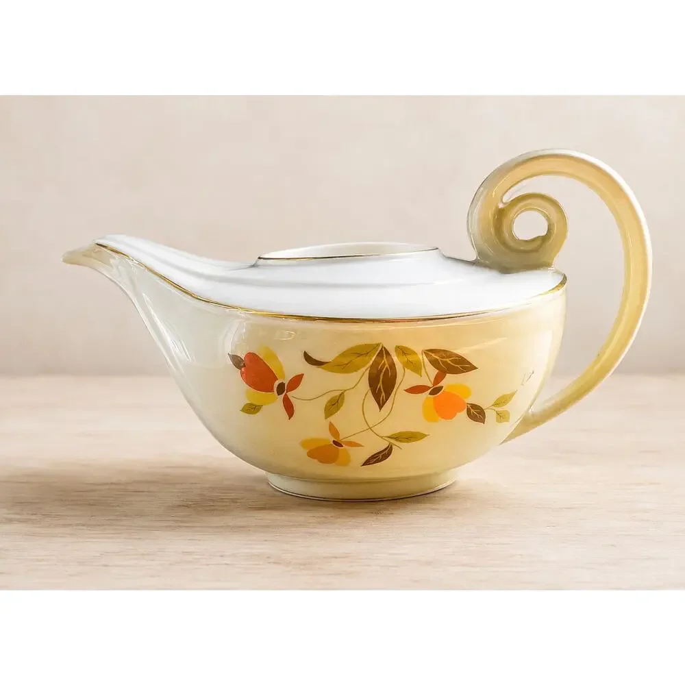 Vintage Hall's Superior Aladdin Autumn Leaf Teapot 22K Gold